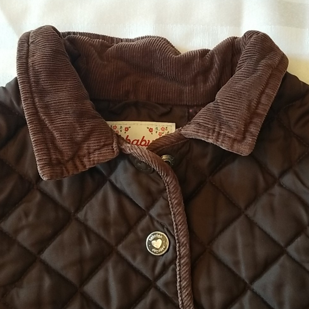 GAP Toddler Girl Brown Quilted Jacket with Removable Hood 3T - Picture 8 of 15